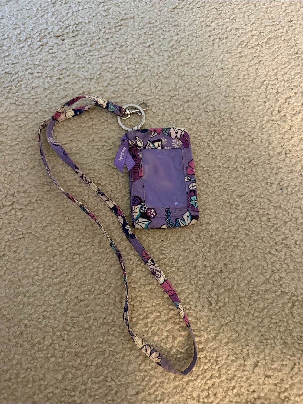 VERA BRADLEY floral print zip ID pouch with lanyard